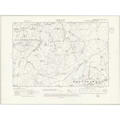1910 Map of Denbighshire XXVI.SE, 1938 Print