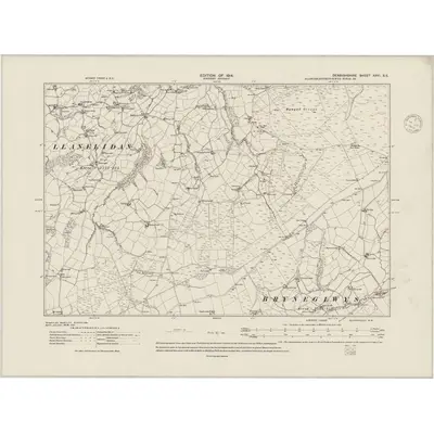 1910 Map of Denbighshire XXVI.SE, 1948 Print