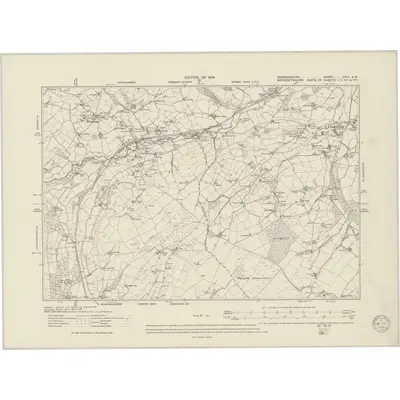 1910 Map of Denbighshire XXVI.SW, 1949 Print