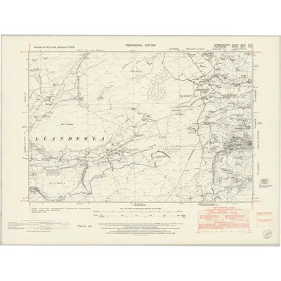 1949 Map of Denbighshire XXVII.NE, 1954 Print