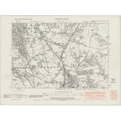 1938 Map of Denbighshire XXVIII.NE, 1947 Print