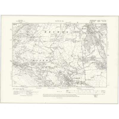 1909 Map of Denbighshire XXVIII.NW, 1914 Print