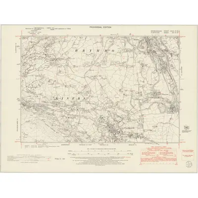 1949 Map of Denbighshire XXVIII.NW, 1954 Print