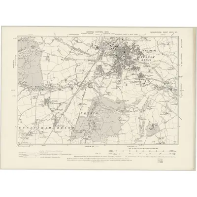 1898 Map of Denbighshire XXVIII.SE, 1900 Print