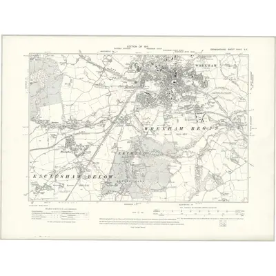 1909 Map of Denbighshire XXVIII.SE, 1915 Print