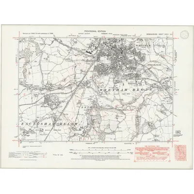1938 Map of Denbighshire XXVIII.SE, 1946 Print