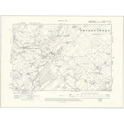 1910 Map of Denbighshire XXXII.NE, 1914 Print