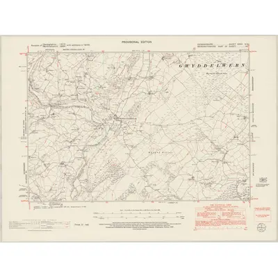 1949 Map of Denbighshire XXXII.NE, 1953 Print