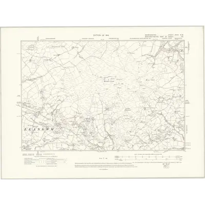 1910 Map of Denbighshire XXXII.NW, 1914 Print