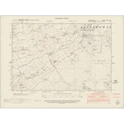 1949 Map of Denbighshire XXXIII.NE, 1953 Print