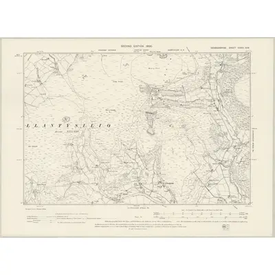 1898 Map of Denbighshire XXXIV.NW, 1900 Print