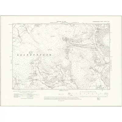 1910 Map of Denbighshire XXXIV.NW, 1914 Print