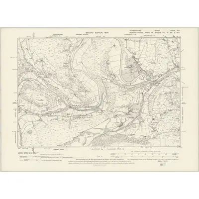 1898 Map of Denbighshire XXXIV.SW, 1900 Print