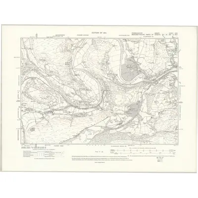 1910 Map of Denbighshire XXXIV.SW, 1914 Print