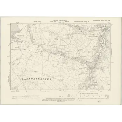 1898 Map of Denbighshire XXXIX.SW, 1900 Print