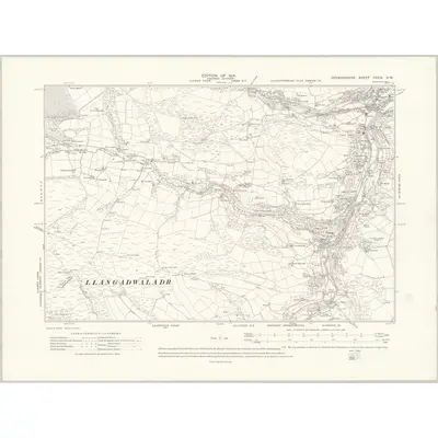 1909 Map of Denbighshire XXXIX.SW, 1914 Print