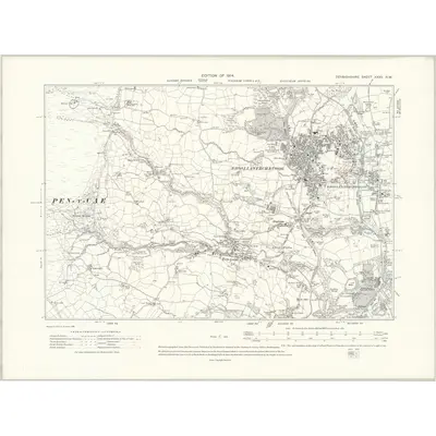 1909 Map of Denbighshire XXXV.NW, 1914 Print