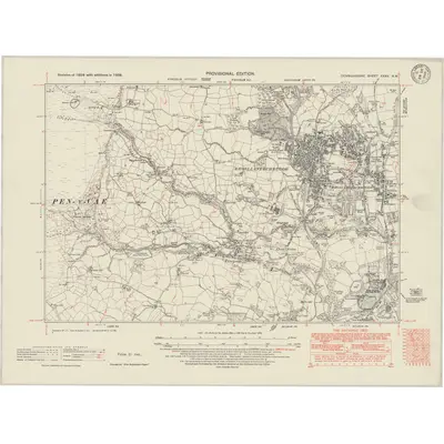 1938 Map of Denbighshire XXXV.NW, 1948 Print