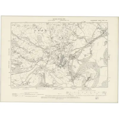 1898 Map of Denbighshire XXXV.SW, 1900 Print