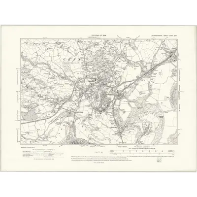 1909 Map of Denbighshire XXXV.SW, 1914 Print