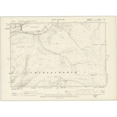 1896 Map of Derbyshire III.NW, 1899 Print