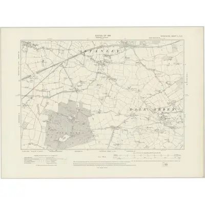 1913 Map of Derbyshire L.NE, 1919 Print