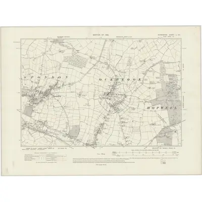 1913 Map of Derbyshire L.SE, 1919 Print