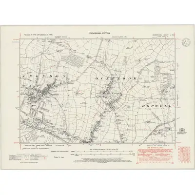 1938 Map of Derbyshire L.SE, 1947 Print