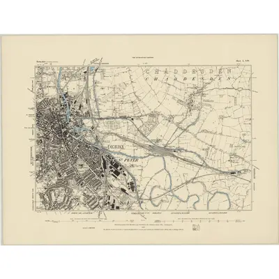 1880 Map of Derbyshire L.SW, 1885 Print