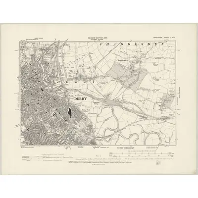 1899 Map of Derbyshire L.SW, 1901 Print