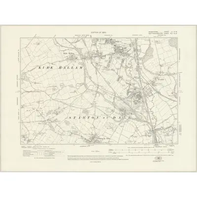 1913 Map of Derbyshire LI.NW, 1920 Print