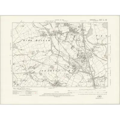 1913 Map of Derbyshire LI.NW, 1921 Print