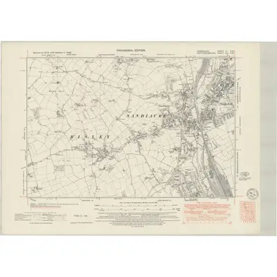 1938 Map of Derbyshire LI.SW, 1949 Print