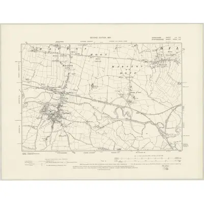 1900 Map of Derbyshire LIII.SE, 1901 Print