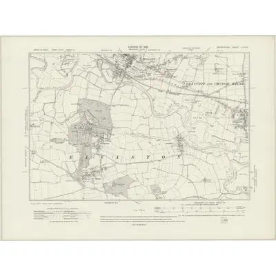 1912 Map of Derbyshire LV.NE, 1919 Print