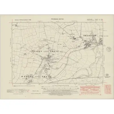 1938 Map of Derbyshire LV.SE, 1948 Print