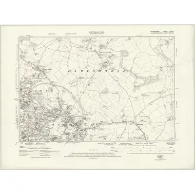 1920 Map of Derbyshire LX.NE, 1925 Print