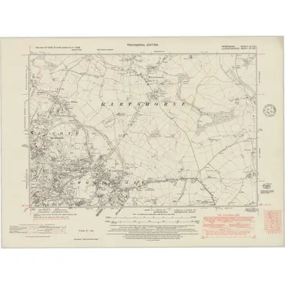 1938 Map of Derbyshire LX.NE, 1948 Print