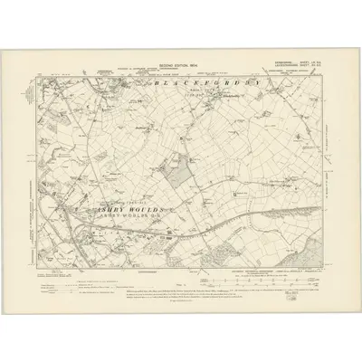 1900 Map of Derbyshire LX.SE, 1904 Print
