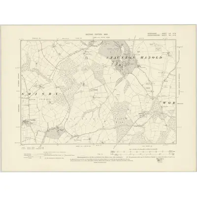1889 Map of Derbyshire LXI.NW, 1902 Print