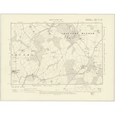 1899 Map of Derbyshire LXI.NW, 1904 Print