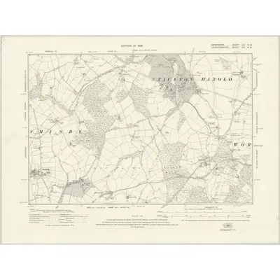 1920 Map of Derbyshire LXI.NW, 1925 Print