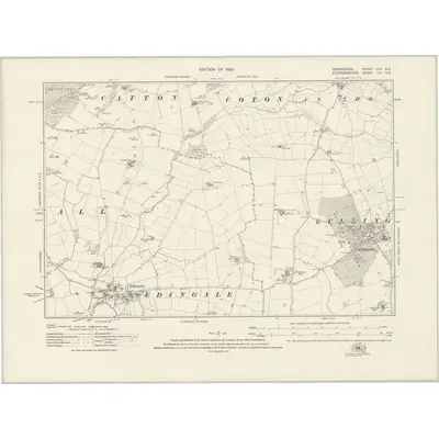 1921 Map of Derbyshire LXII.NE, 1925 Print