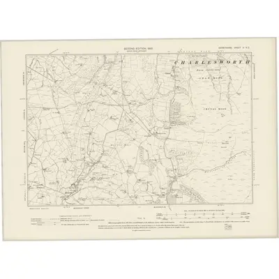 1896 Map of Derbyshire V.NE, 1899 Print