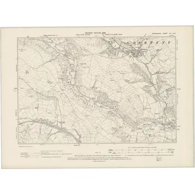 1896 Map of Derbyshire VII.SW, 1899 Print
