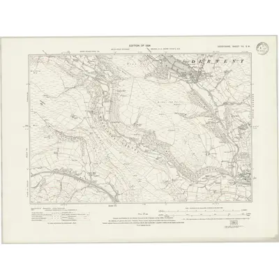 1919 Map of Derbyshire VII.SW, 1924 Print