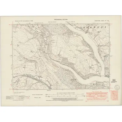 1948 Map of Derbyshire VII.SW, 1949 Print