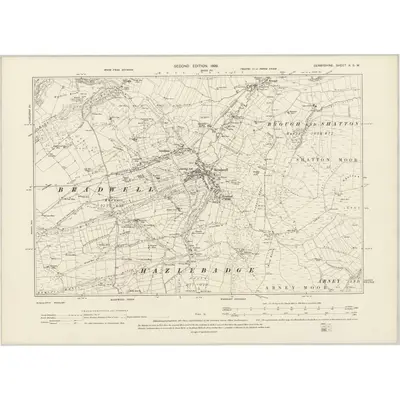 1897 Map of Derbyshire X.SW, 1899 Print