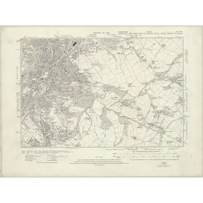 1914 Map of Derbyshire XII.NW, 1924 Print
