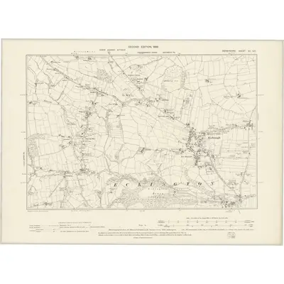 1896 Map of Derbyshire XII.SE, 1899 Print